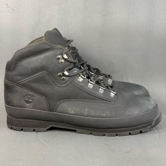 timberland Euro Hiker Mid Boot 'Triple Black' mens size 13 - Picture 1 of 8